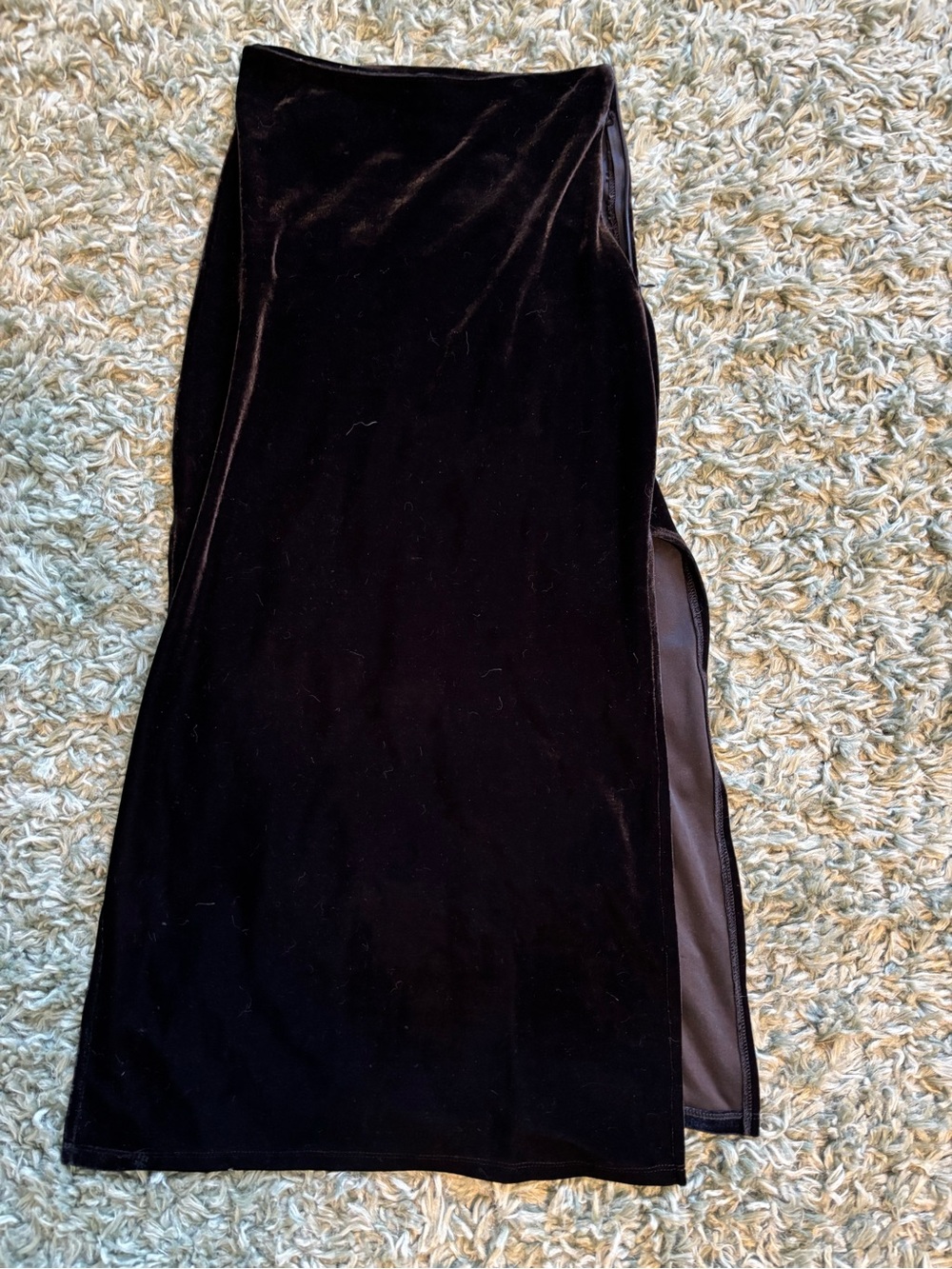 dELiA*s Black Velvet High Waist Midi Skirt with Slit